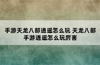 手游天龙八部逍遥怎么玩 天龙八部手游逍遥怎么玩厉害